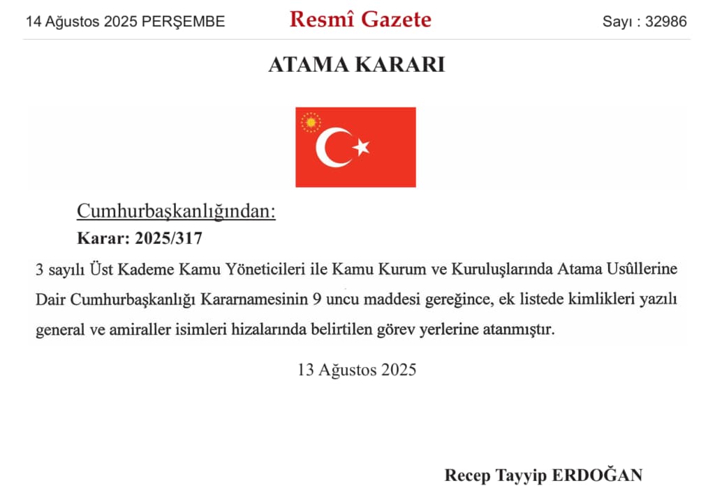 General ve Amiral Atamaları