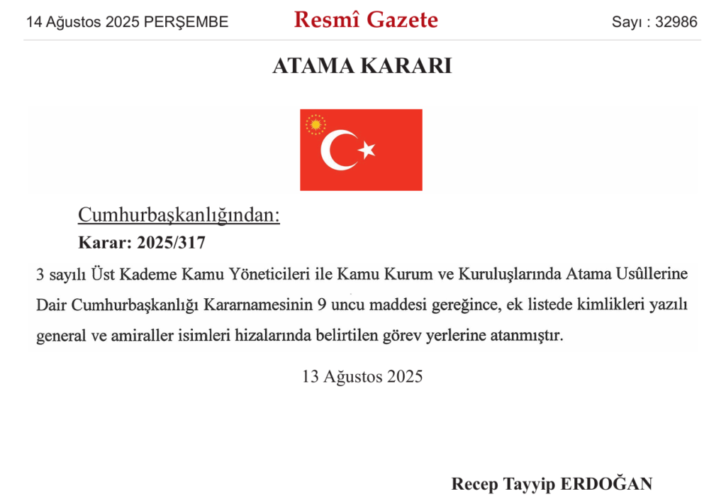 General ve Amiral Atamaları
