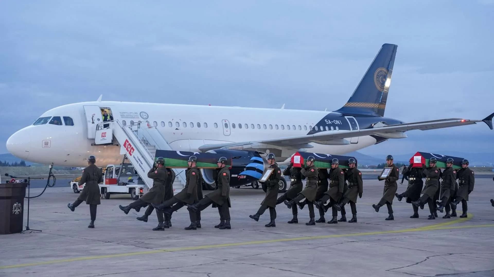 Düşen uçakta hayatını kaybeden Libya askeri heyeti için Ankara’da tören düzenlendi